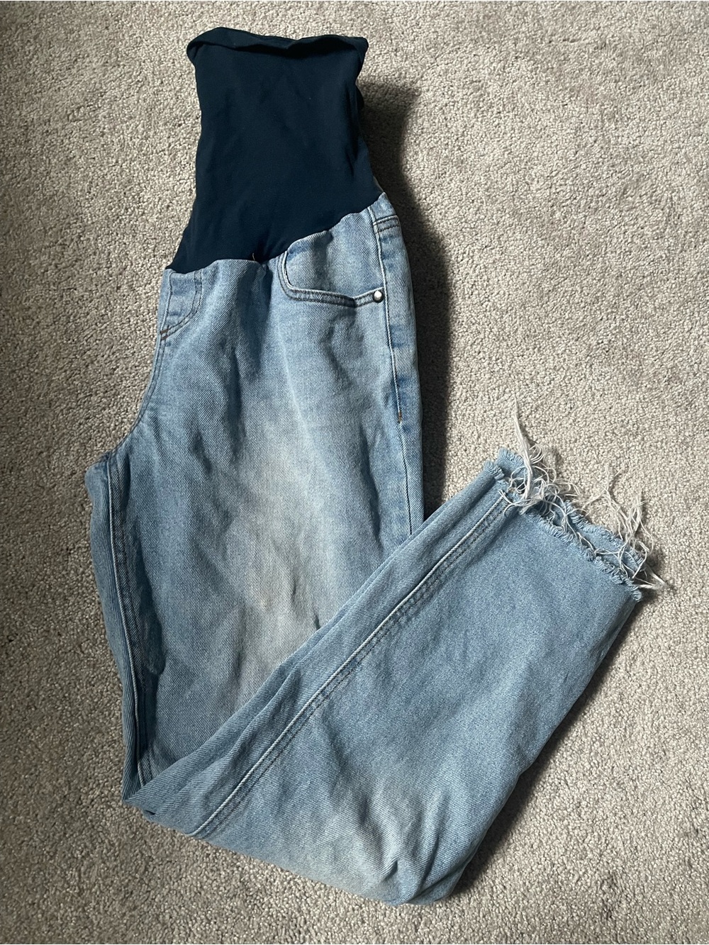 Light Wash Denim Maternity Overalls